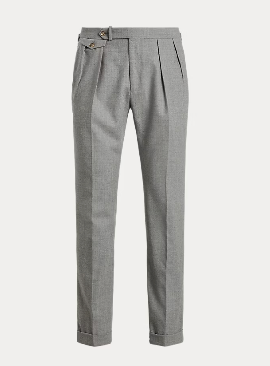 Pleated Wool Flannel Trouser