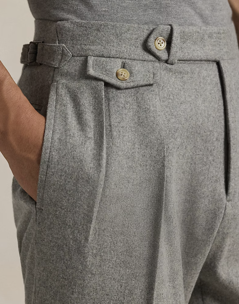 Pleated Wool Flannel Trouser