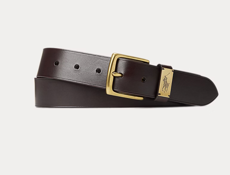 Pony-Plaque Leather Belt