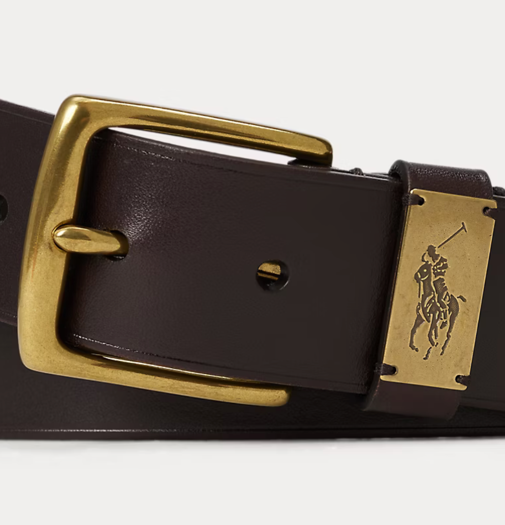 Pony-Plaque Leather Belt